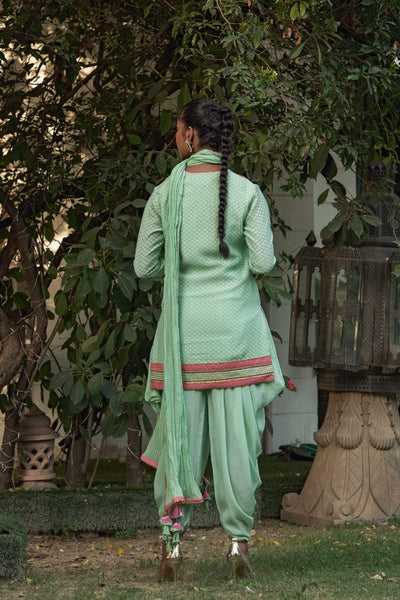 Pista Slit Kurta With Dhoti