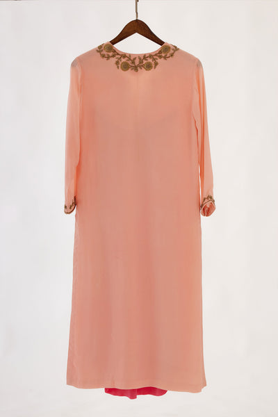 Nikasha Salmon Pink And Rani Pink Kurta Set festive indian designer wear online shopping melange singapore