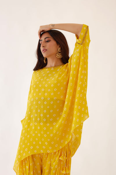 Nikasha Yellow Bandani Print Dhoti Set festive indian designer wear online shopping melange singapore