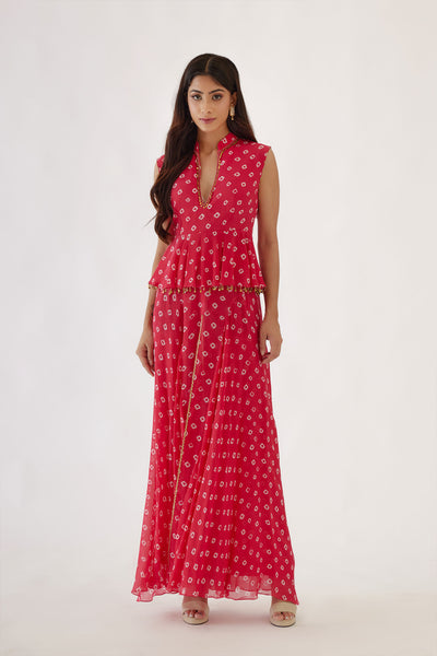 Nikasha Rani Pink Bandani Print Sharara Set festive indian designer wear online shopping melange singapore