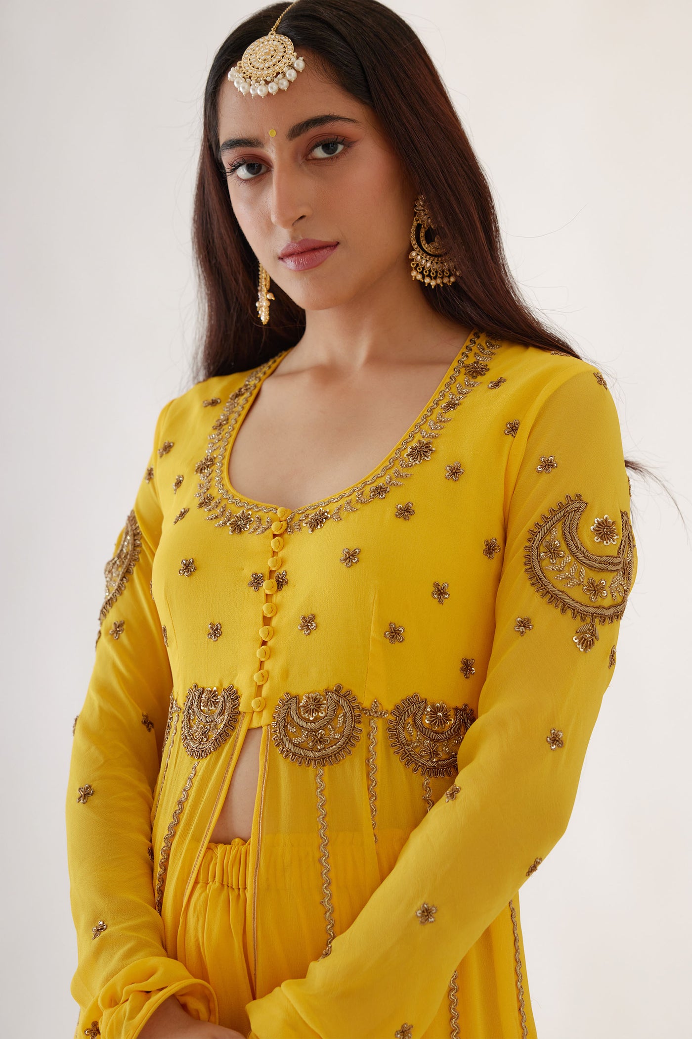 Nikasha Yellow Embroidered Kalidar Set yellow festive indian designer wear online shopping melange singapore