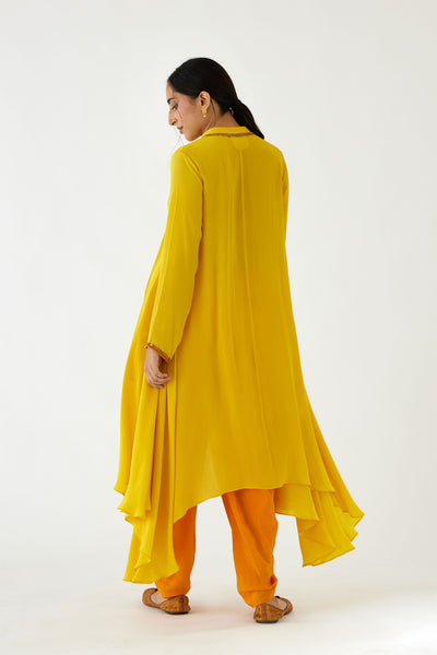 Nikasha Yellow Assymetrical Dress Set yellow festive indian designer wear online shopping melange singapore