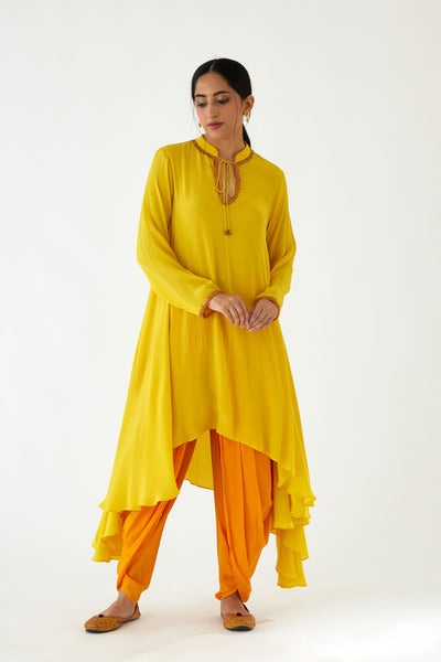 Nikasha Yellow Assymetrical Dress Set yellow festive indian designer wear online shopping melange singapore