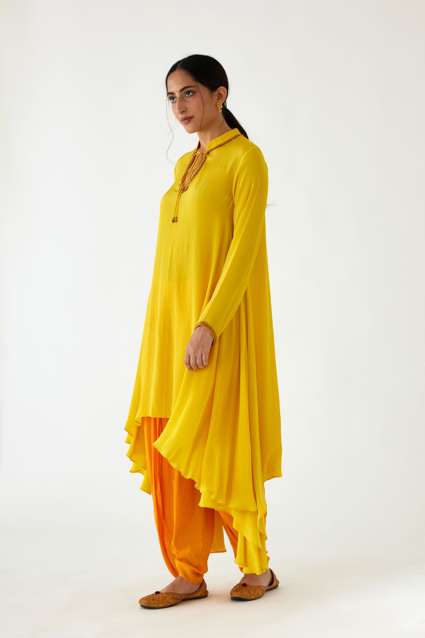 Nikasha Yellow Assymetrical Dress Set yellow festive indian designer wear online shopping melange singapore