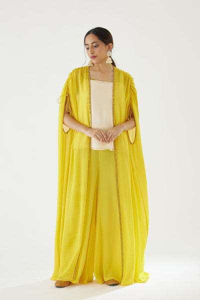 Nikasha Yellow And Cream Sharara Set festive indian designer wear online shopping melange singapore