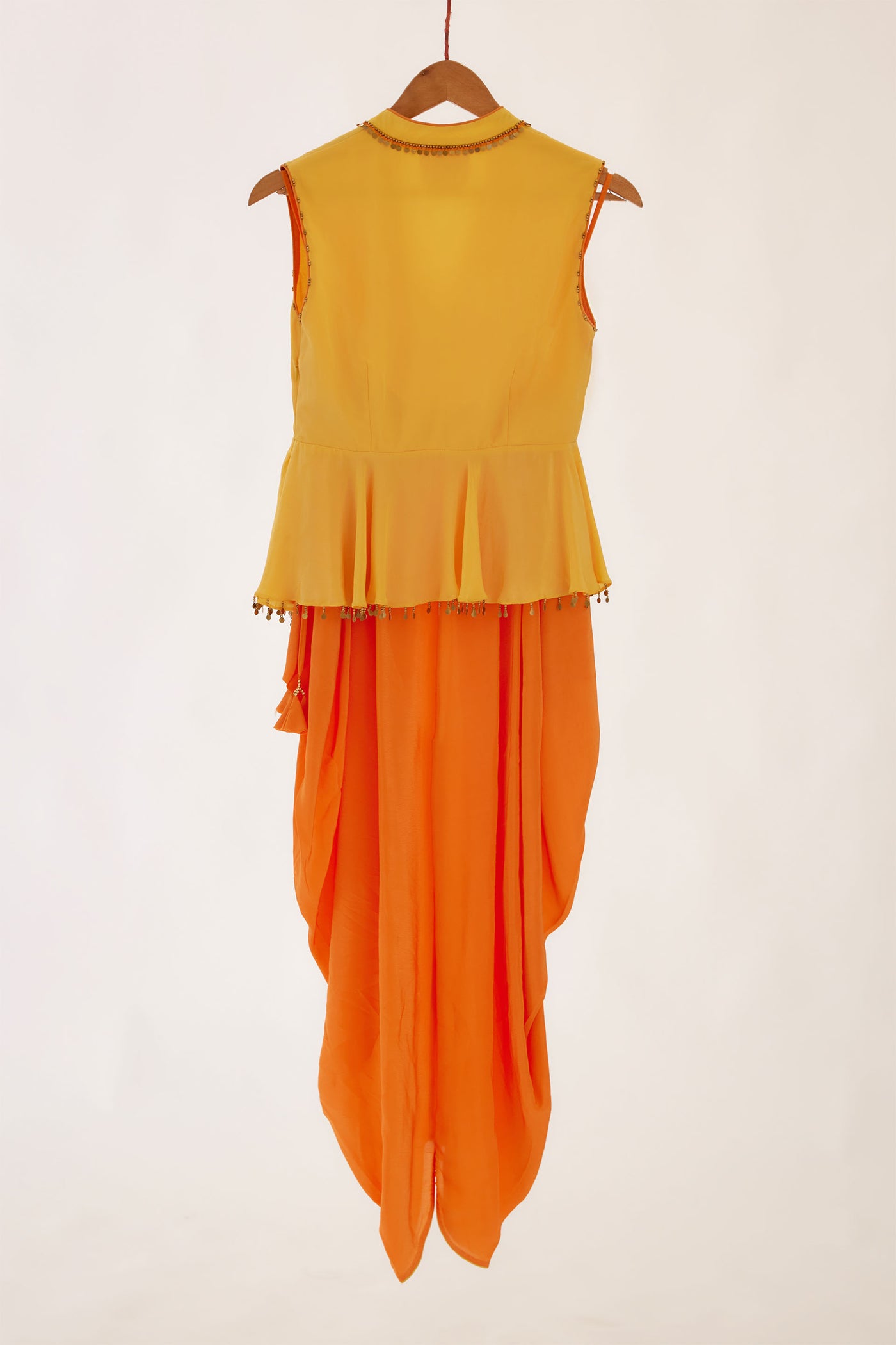 Nikasha Yellow And Orange Peplum Dhoti Set festive indian designer wear online shopping melange singapore
