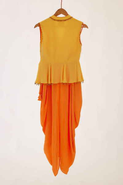 Nikasha Yellow And Orange Peplum Dhoti Set festive indian designer wear online shopping melange singapore