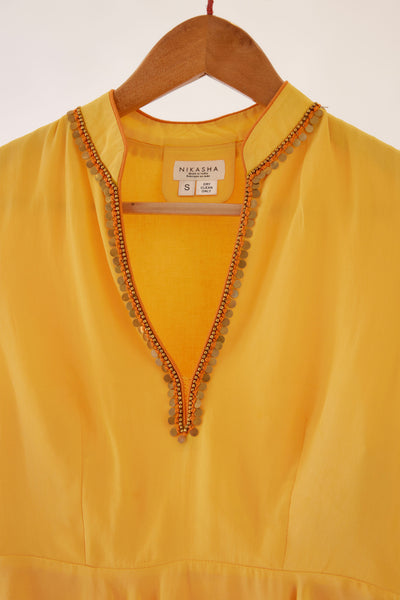 Nikasha Yellow And Orange Peplum Dhoti Set festive indian designer wear online shopping melange singapore