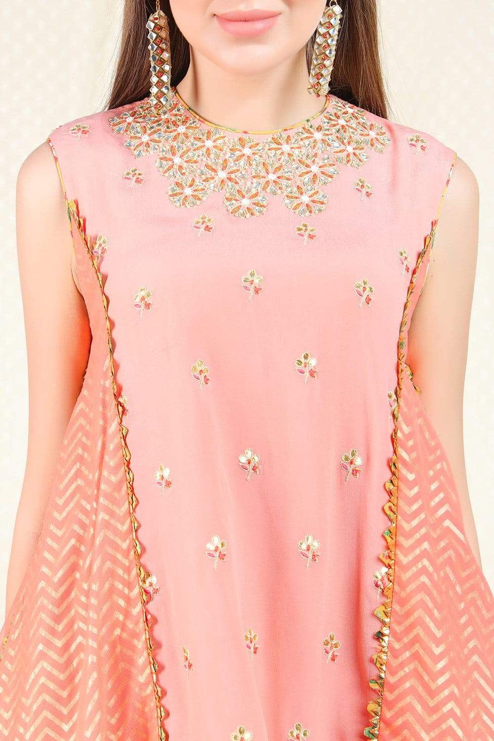 Peach Side Godette Tunic With Dhoti