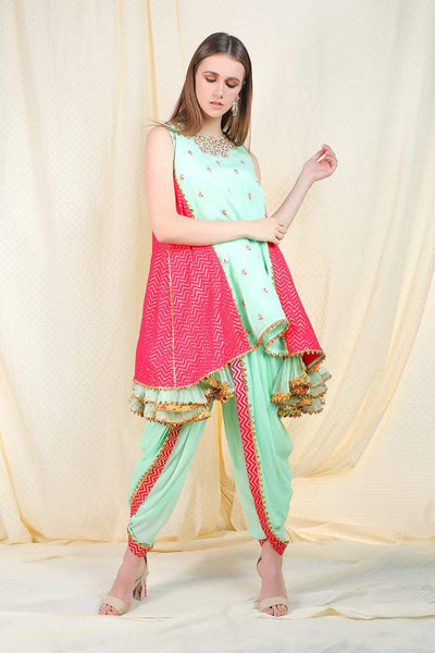 Pista Side Georgette Tunic With Dhoti