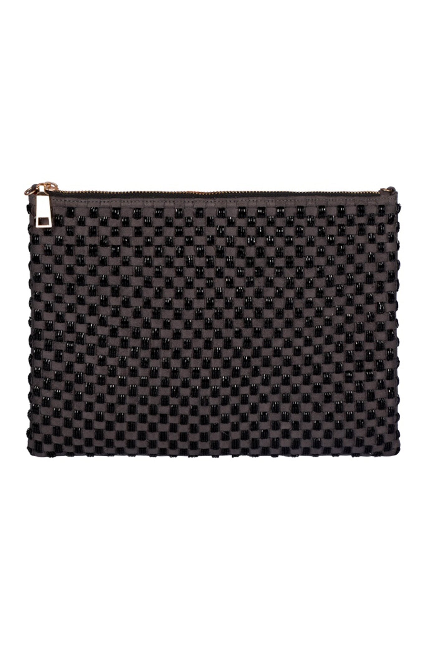 Weave Go Together Zipper Clutch Black