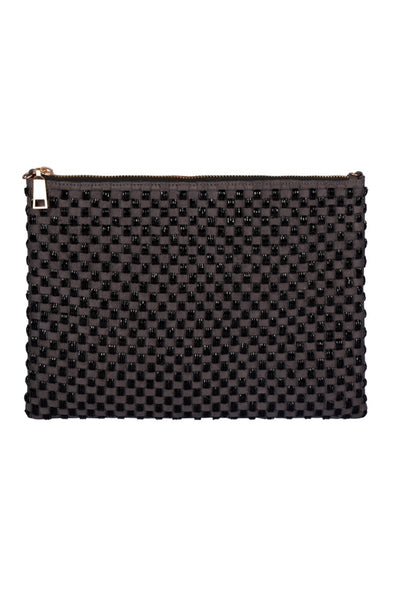 Weave Go Together Zipper Clutch Black