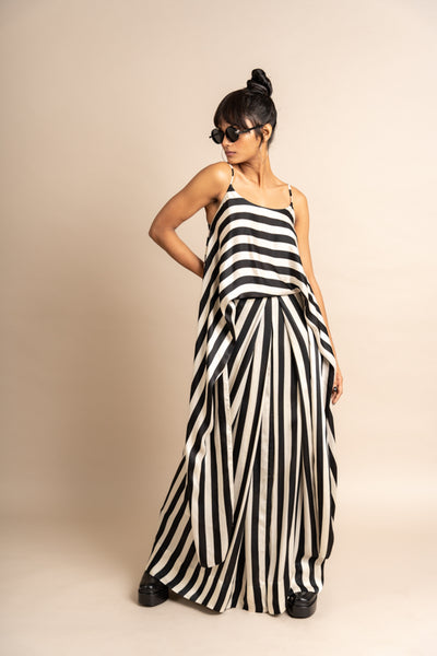 Nupur Kanoi Top With Lungi Black and White  Online Shopping Melange Singapore Indian Designer Wear