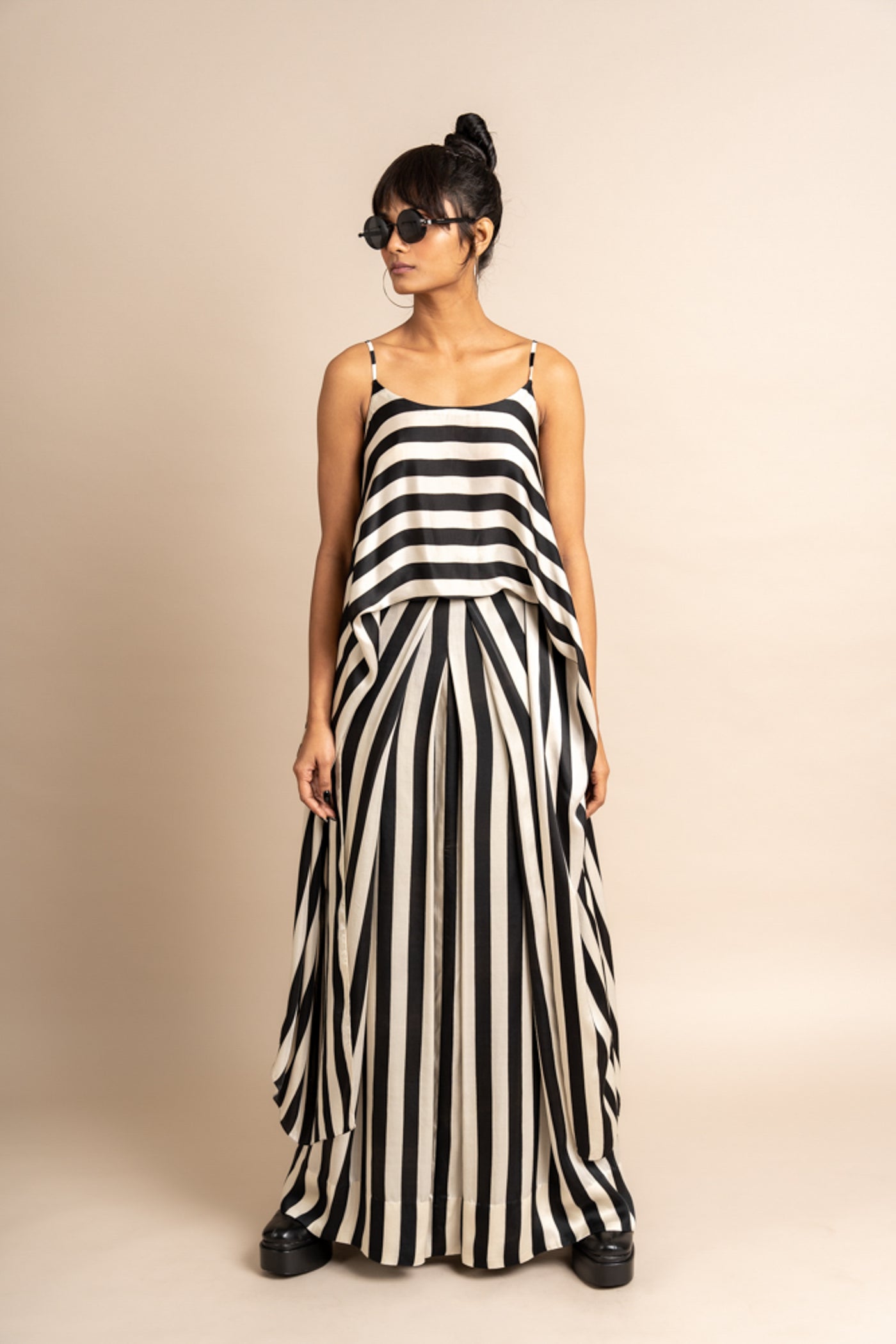 Nupur Kanoi Top With Lungi Black and White  Online Shopping Melange Singapore Indian Designer Wear