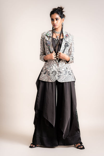 Nupur Kanoi Blazer With Top & Pants Set black designer fashion online shopping melange singapore