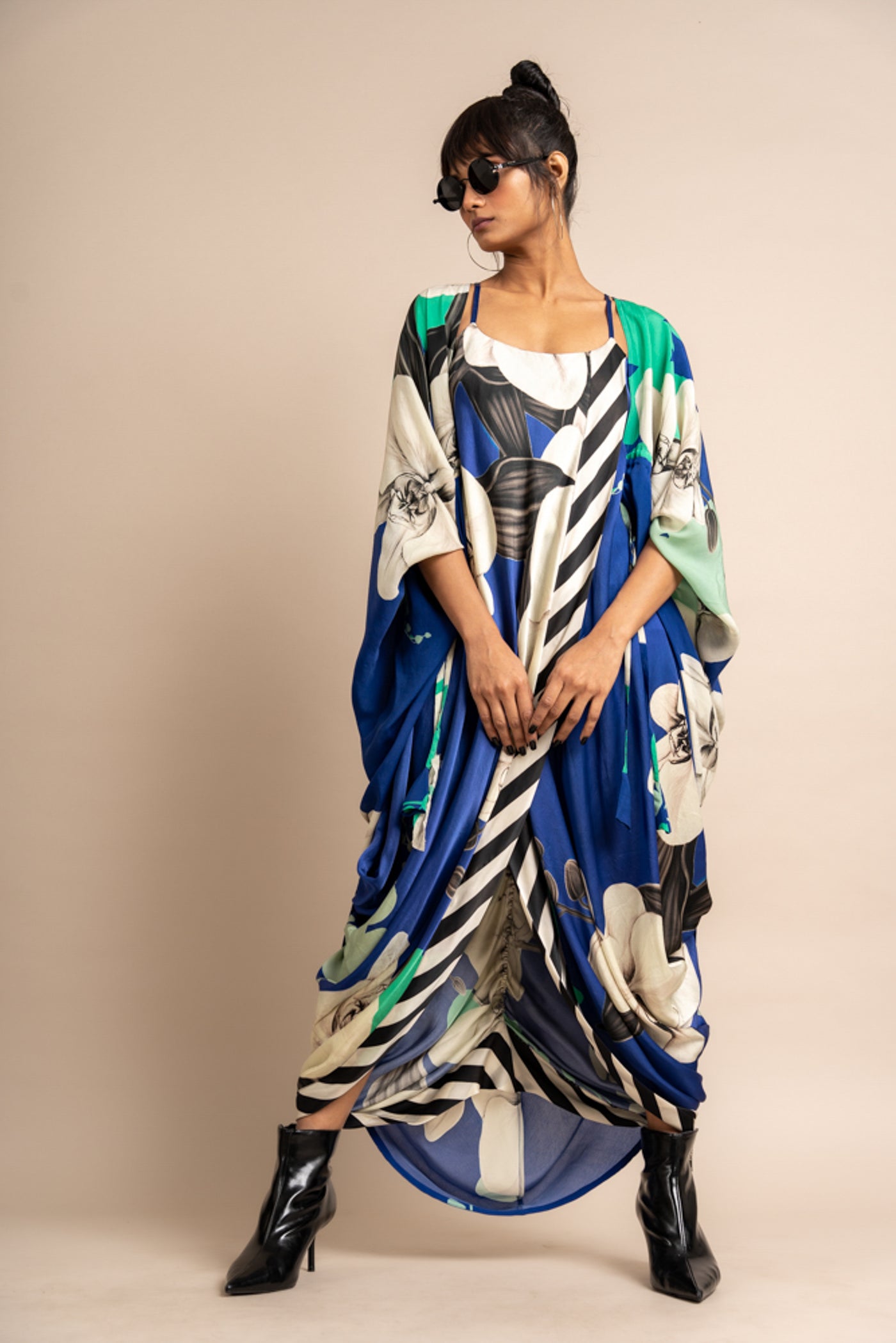 Nupur Kanoi Jacket With Sack Dress Cobalt Online Shopping Melange Singapore Indian Designer Wear