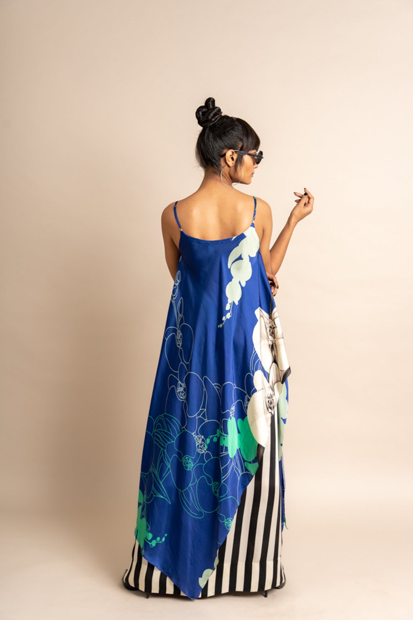 Nupur Kanoi Top With Lungi Blue  Online Shopping Melange Singapore Indian Designer Wear