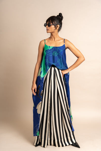 Nupur Kanoi Top With Lungi Blue  Online Shopping Melange Singapore Indian Designer Wear