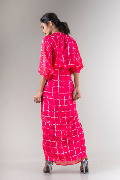 Coral Kimono Wrap Dress