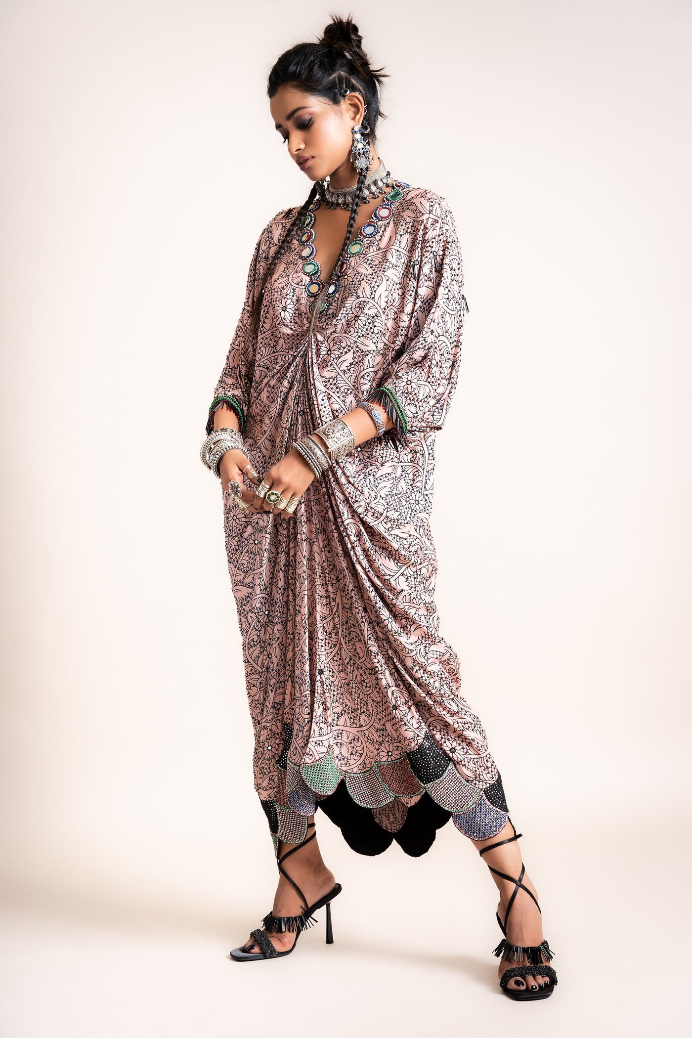 Nupur Kanoi Embroidered Rekha Dress pink designer fashion online shopping melange singapore