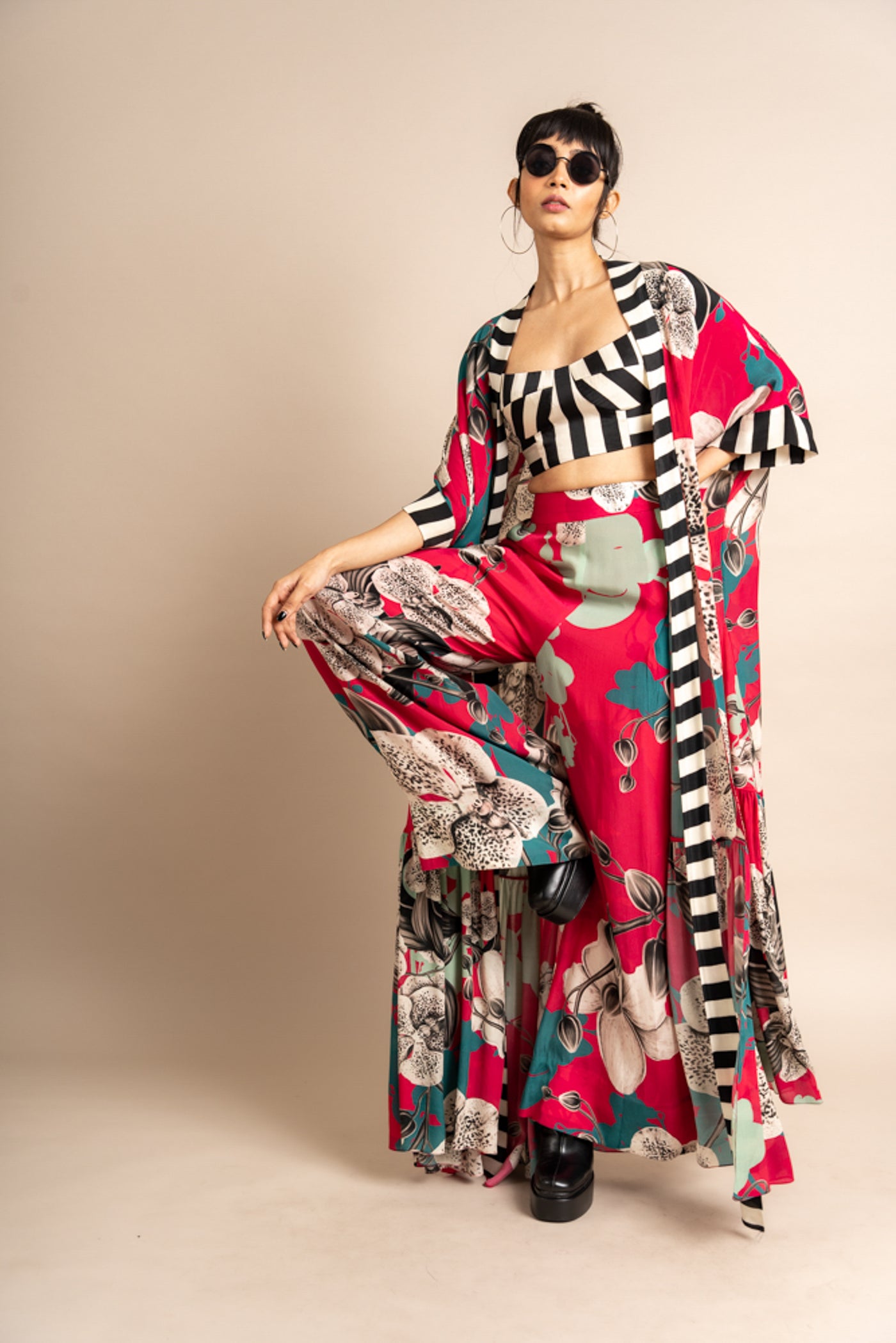 Nupur Kanoi Jacket With Pants and Bustier Pink Online Shopping Melange Singapore Indian Designer Wear