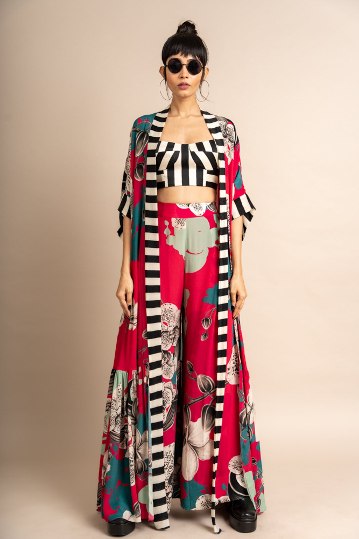 Nupur Kanoi Jacket With Pants and Bustier Pink Online Shopping Melange Singapore Indian Designer Wear