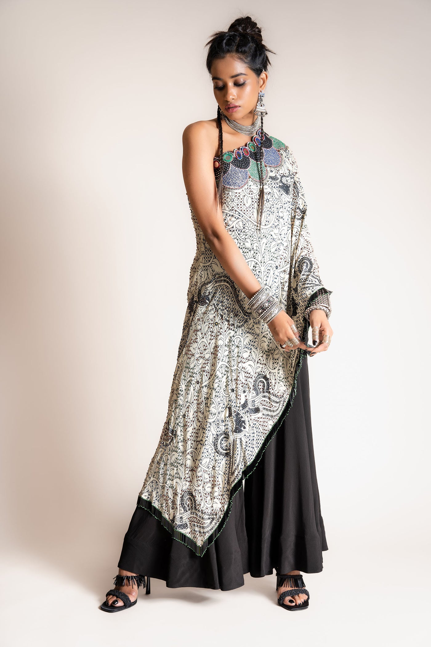 Nupur Kanoi One Shoulder Cape Set coconut womenswear designer fashion online shopping melange singapore