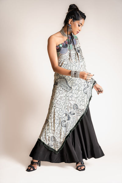 Nupur Kanoi One Shoulder Cape Set coconut womenswear designer fashion online shopping melange singapore