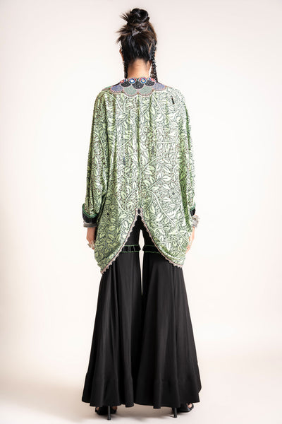 Nupur Kanoi Short-Kite With Gharara Set green designer fashion online shopping melange singapore