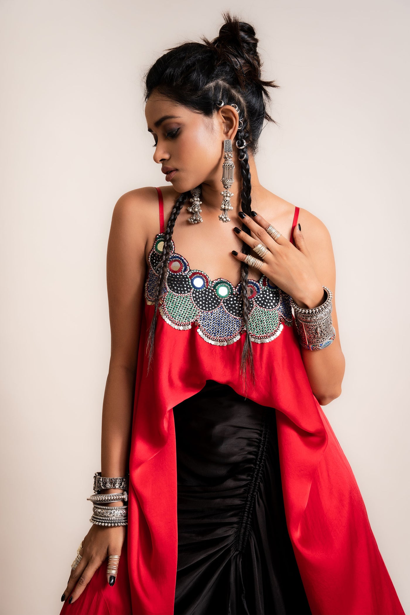 Nupur Kanoi Singlet Top With Skirt Set red designer fashion online shopping melange singapore