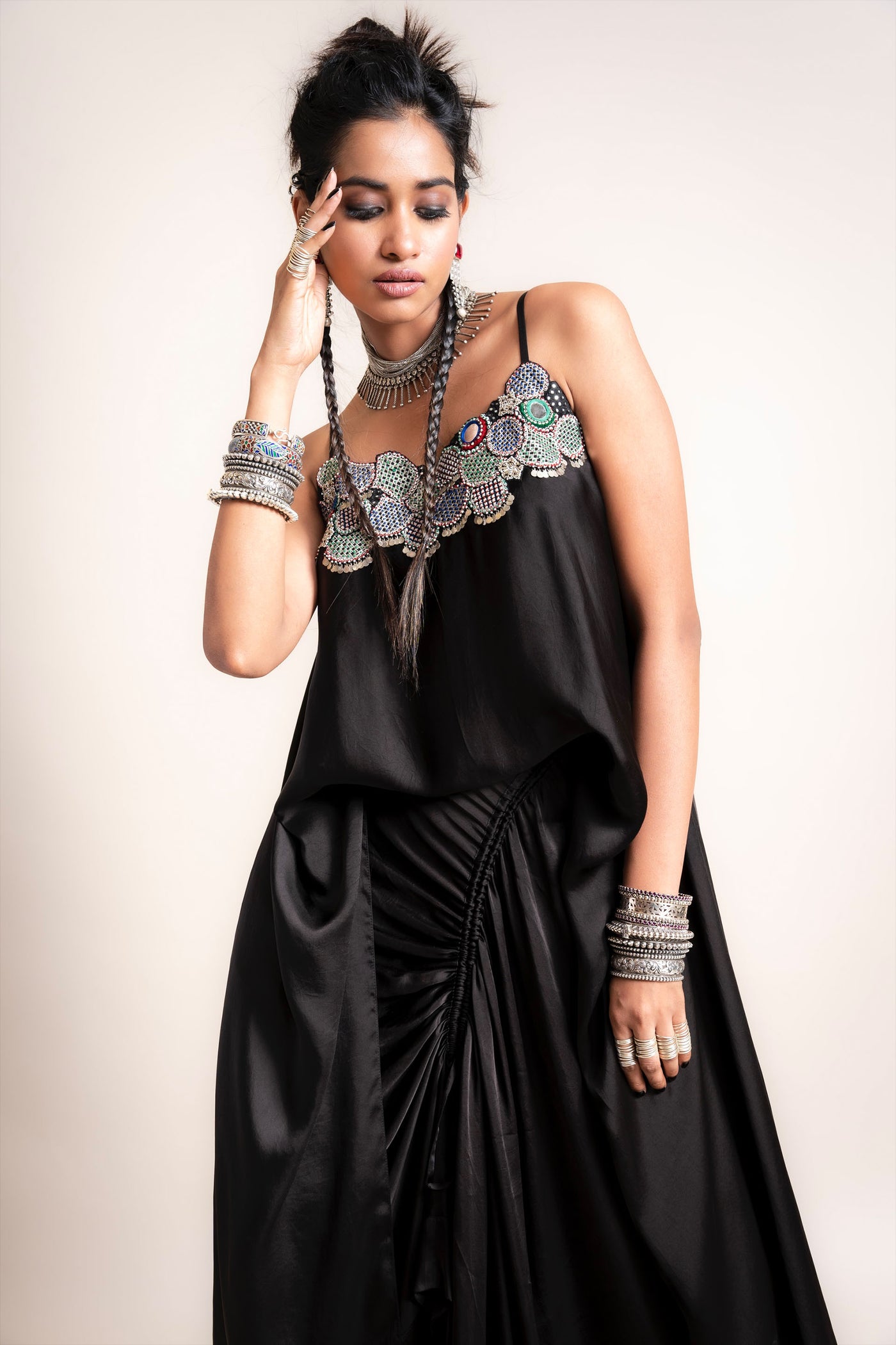 Nupur Kanoi Singlet Top With Skirt Set black designer fashion online shopping melange singapore