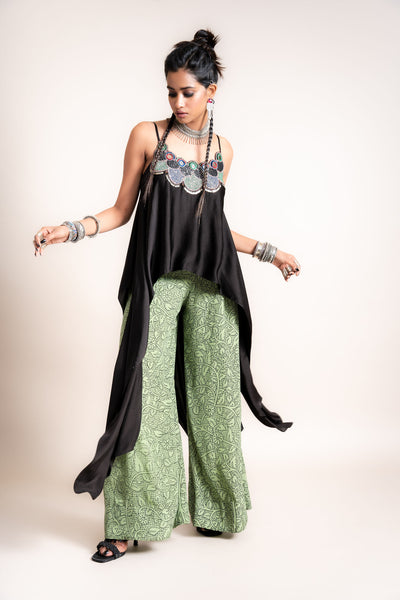 Nupur Kanoi Singlet With A-Line Pants Set green designer fashion online shopping melange singapore