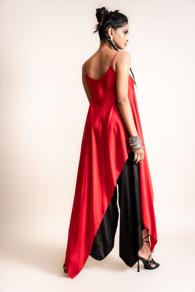 Nupur Kanoi Singlet With Drape Pants Set red designer fashion online shopping melange singapore