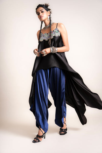 Nupur Kanoi Singlet With Drape Pants Set navy designer fashion online shopping melange singapore