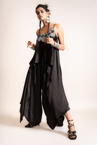 Nupur Kanoi Singlet With Drape Pants Set navy designer fashion online shopping melange singapore