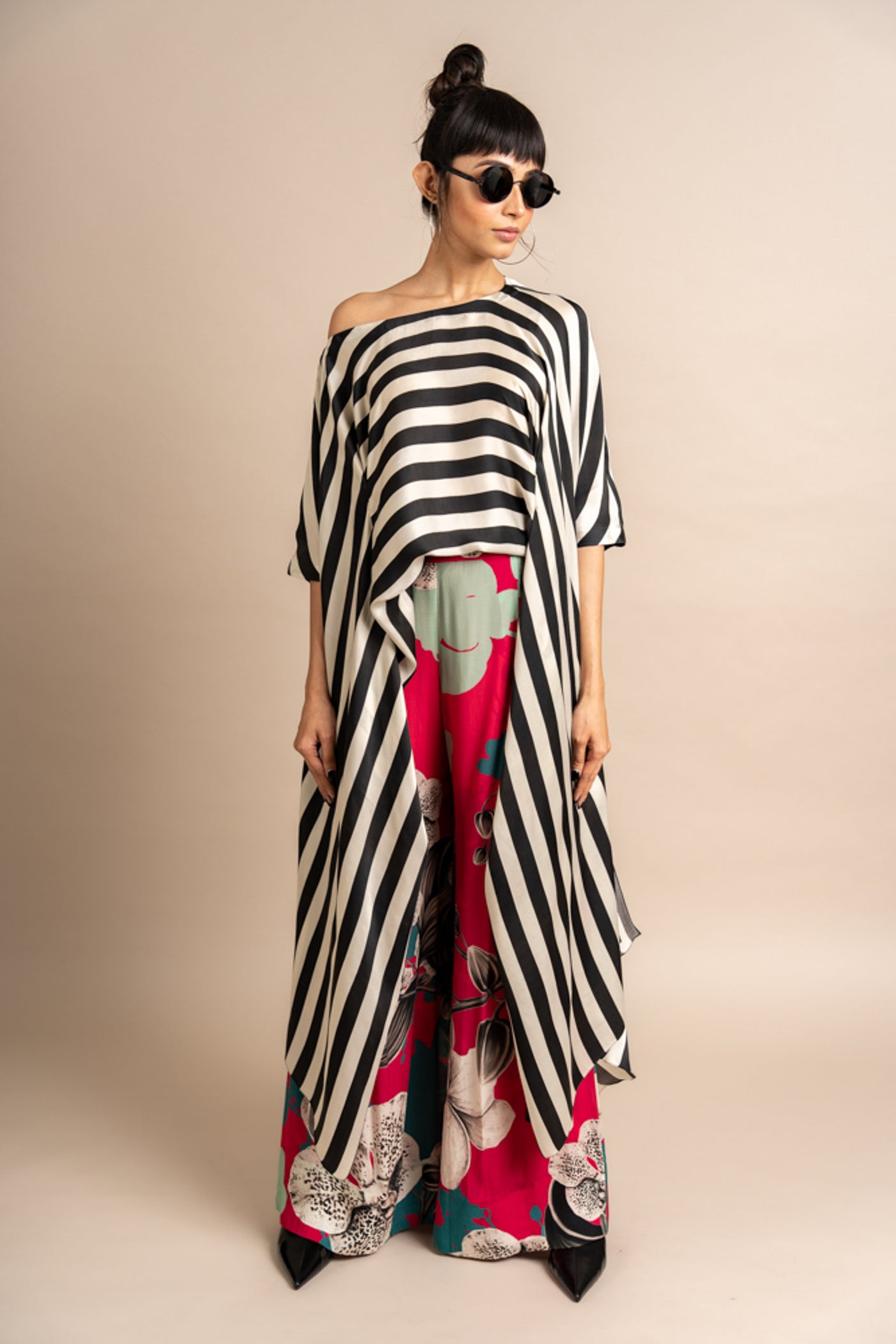 Nupur Kanoi Off shoulder top with A-line pants Pink Online Shopping Melange Singapore Indian Designer Wear