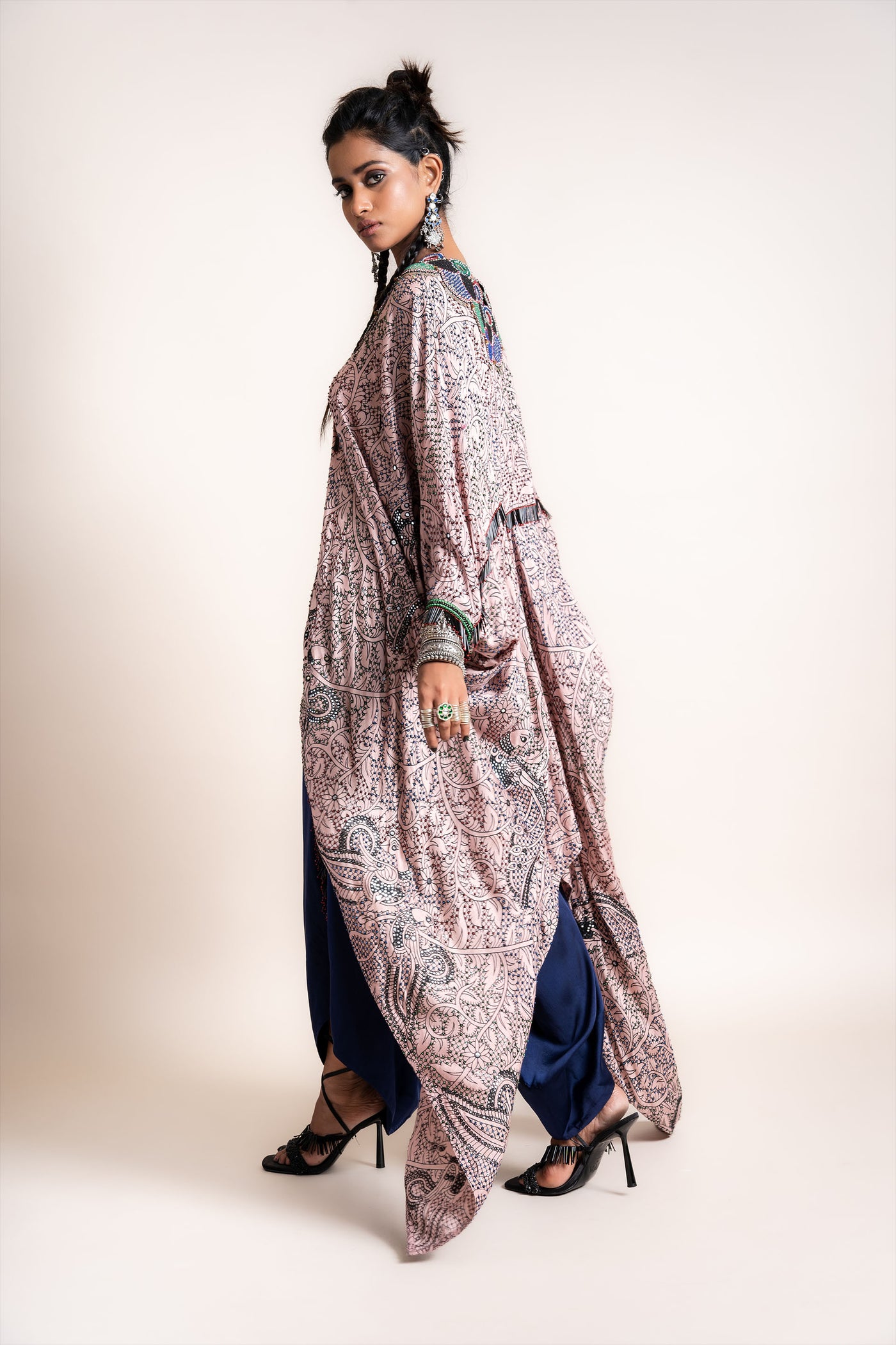 Nupur Kanoi Tail-Coat With Drape Pants Set pink designer fashion online shopping melange singapore