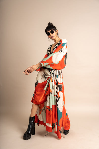 Nupur Kanoi Jacket With Skirt and Bra Top Orange Online Shopping Melange Singapore Indian Designer Wear