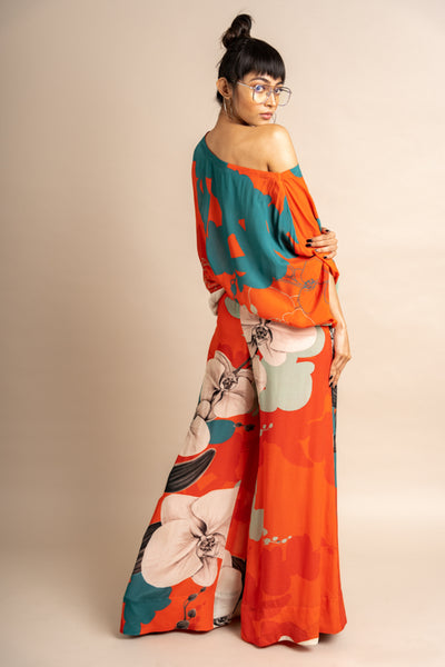 Nupur Kanoi Top With Pants Orange Online Shopping Melange Singapore Indian Designer Wear