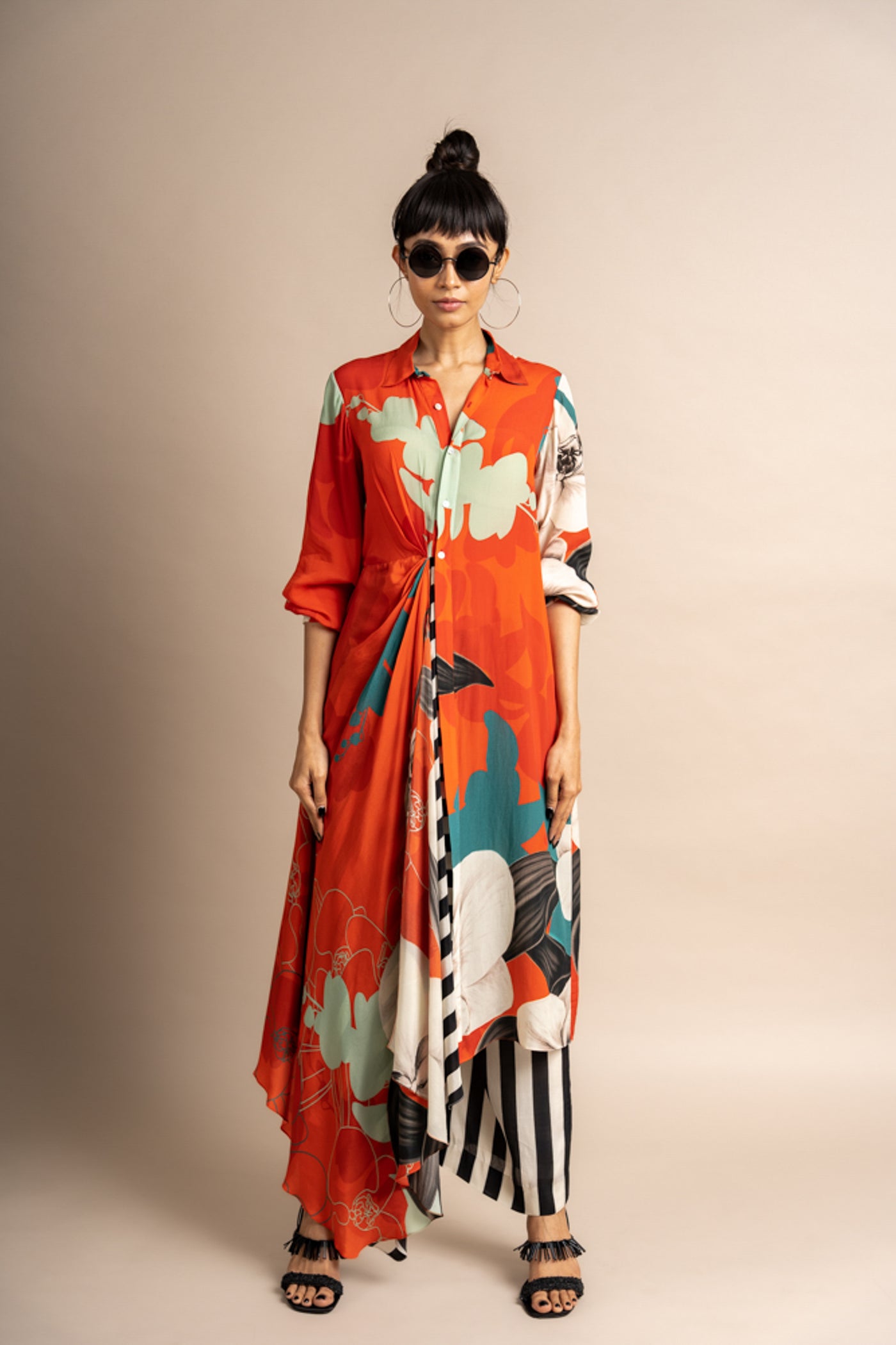 Nupur Kanoi Shirt with pyjama Orange Online Shopping Melange Singapore Indian Designer Wear