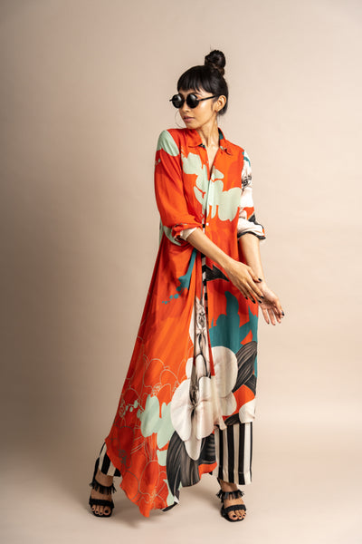 Nupur Kanoi Shirt with pyjama Orange Online Shopping Melange Singapore Indian Designer Wear