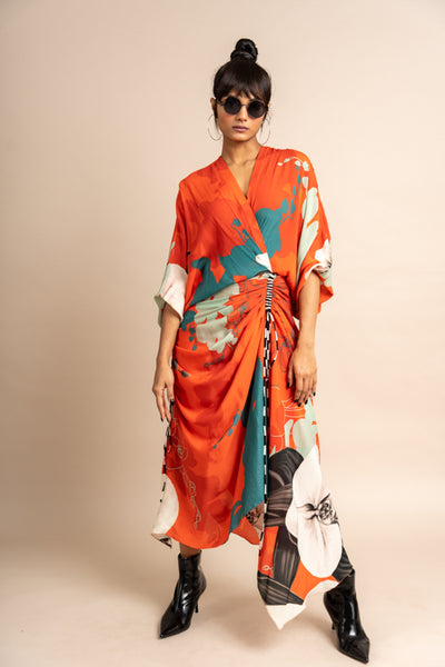 Nupur Kanoi Wrap Dress Orange Online Shopping Melange Singapore Indian Designer Wear