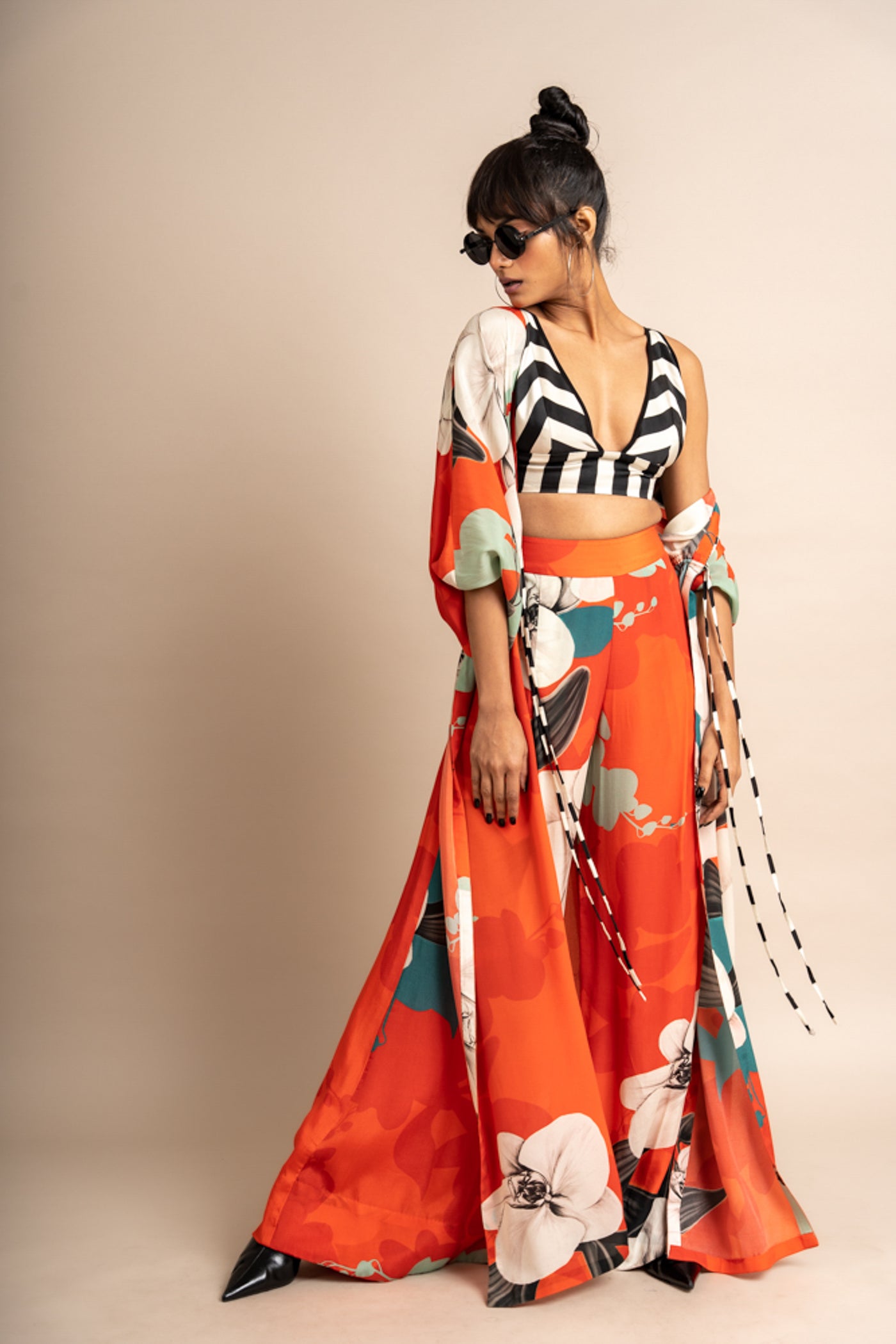 Nupur Kanoi Jacket and Bra Top With Pants Orange Online Shopping Melange Singapore Indian Designer Wear