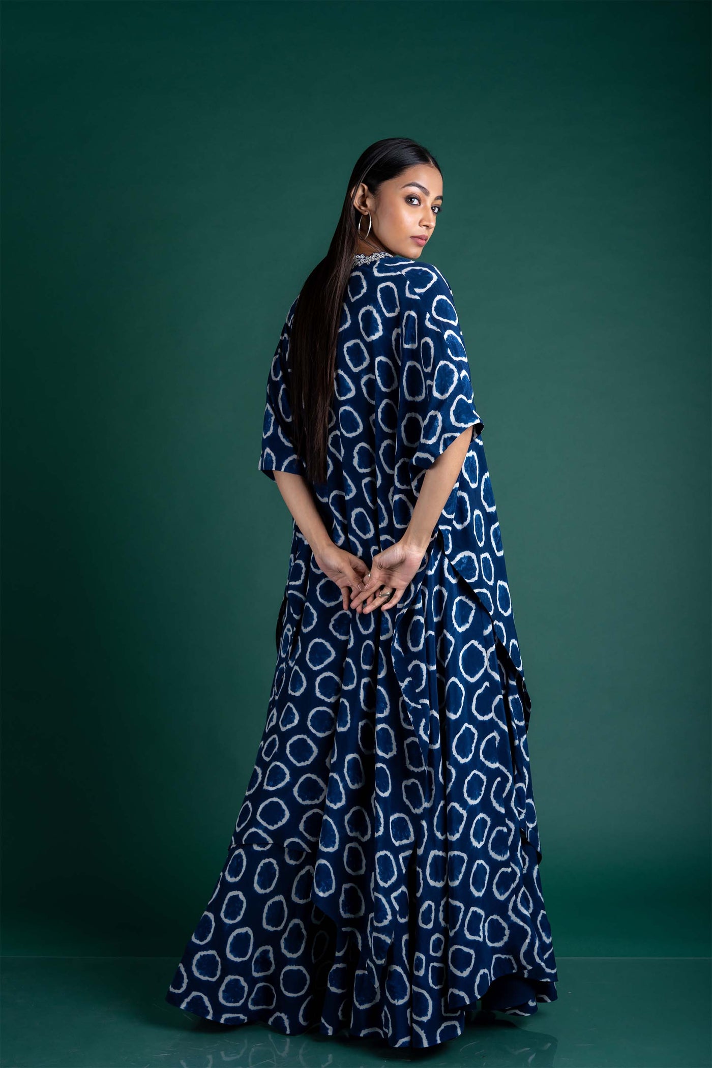 Nupur Kanoi Circular Pant With Kaftan Jacket Dress blue festive fusion indian designer wear online shopping melange singapore