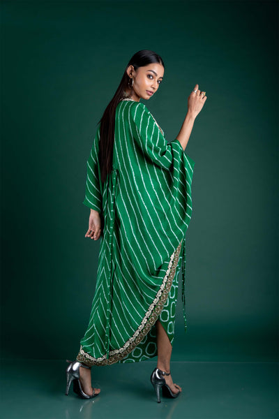 Nupur Kanoi Gather Kite Jacket With Sack Dress green festive fusion indian designer wear online shopping melange singapore