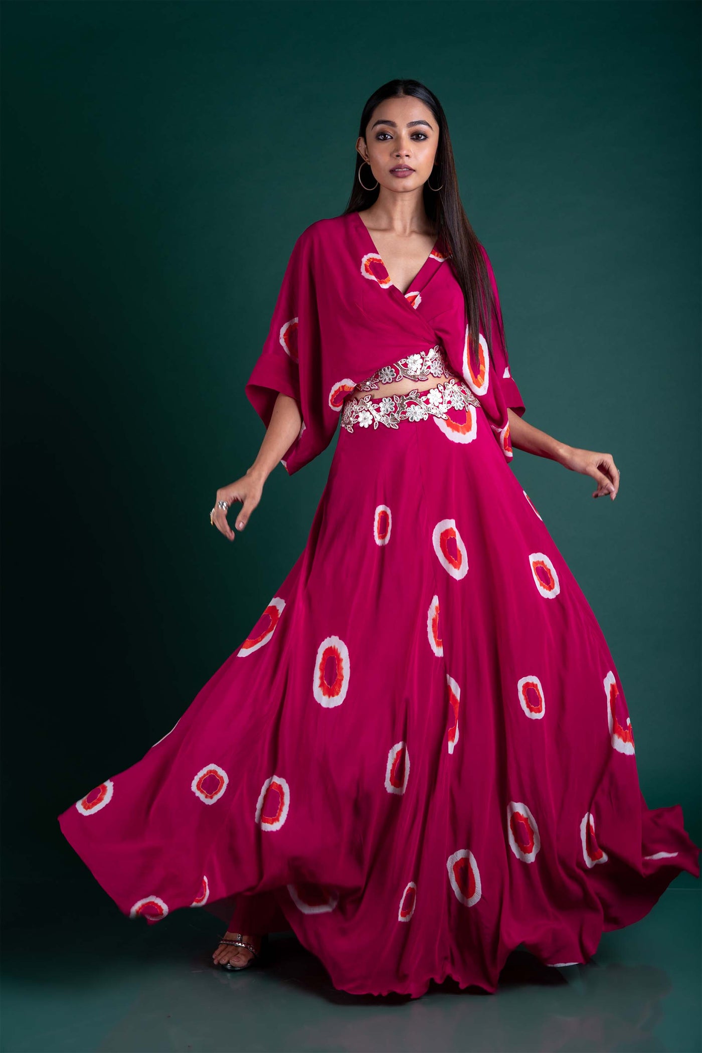 Nupur Kanoi Kaftan Top With Lehenga Dress pink festive fusion indian designer wear online shopping melange singapore