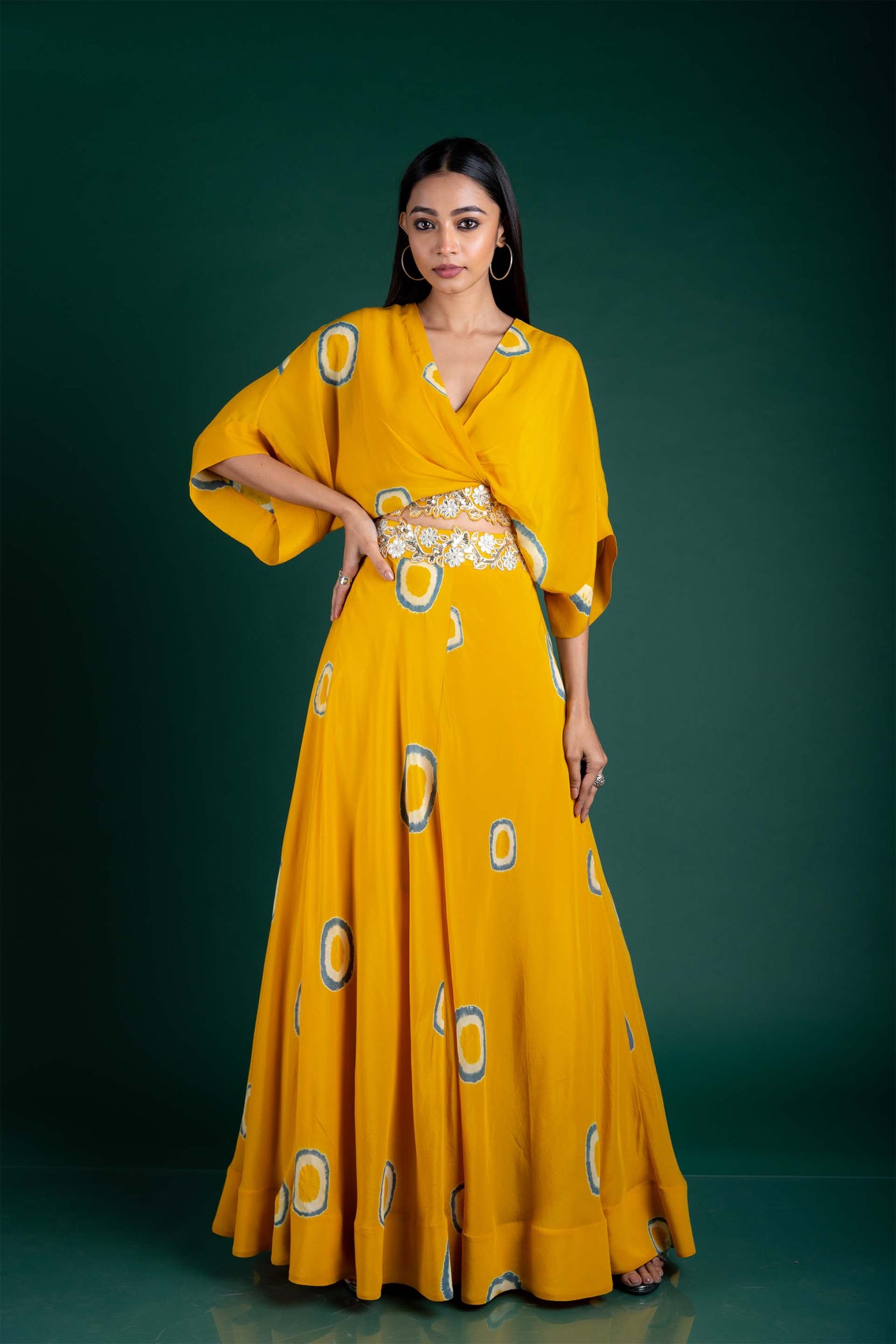Nupur Kanoi Off Shoulder Top With Lehenga Dress mustard festive fusion indian designer wear online shopping melange singapore