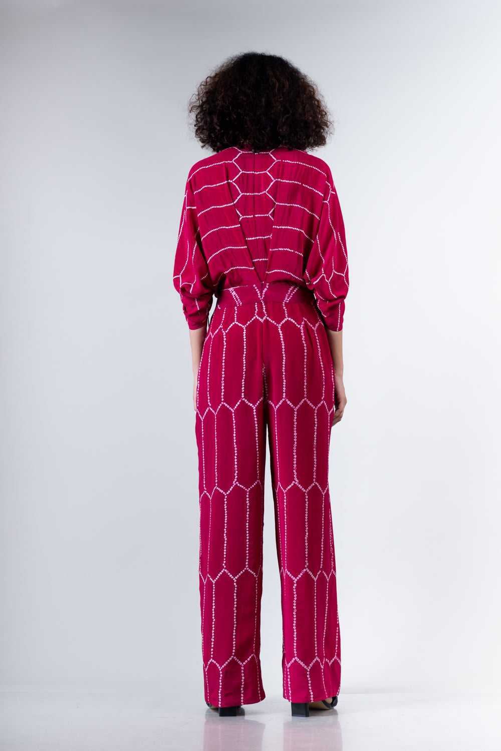 Nupur Kanoi- Beetroot knotted kimono jumpsuit - Melange Singapore - Indian Designer Wear Online Shopping