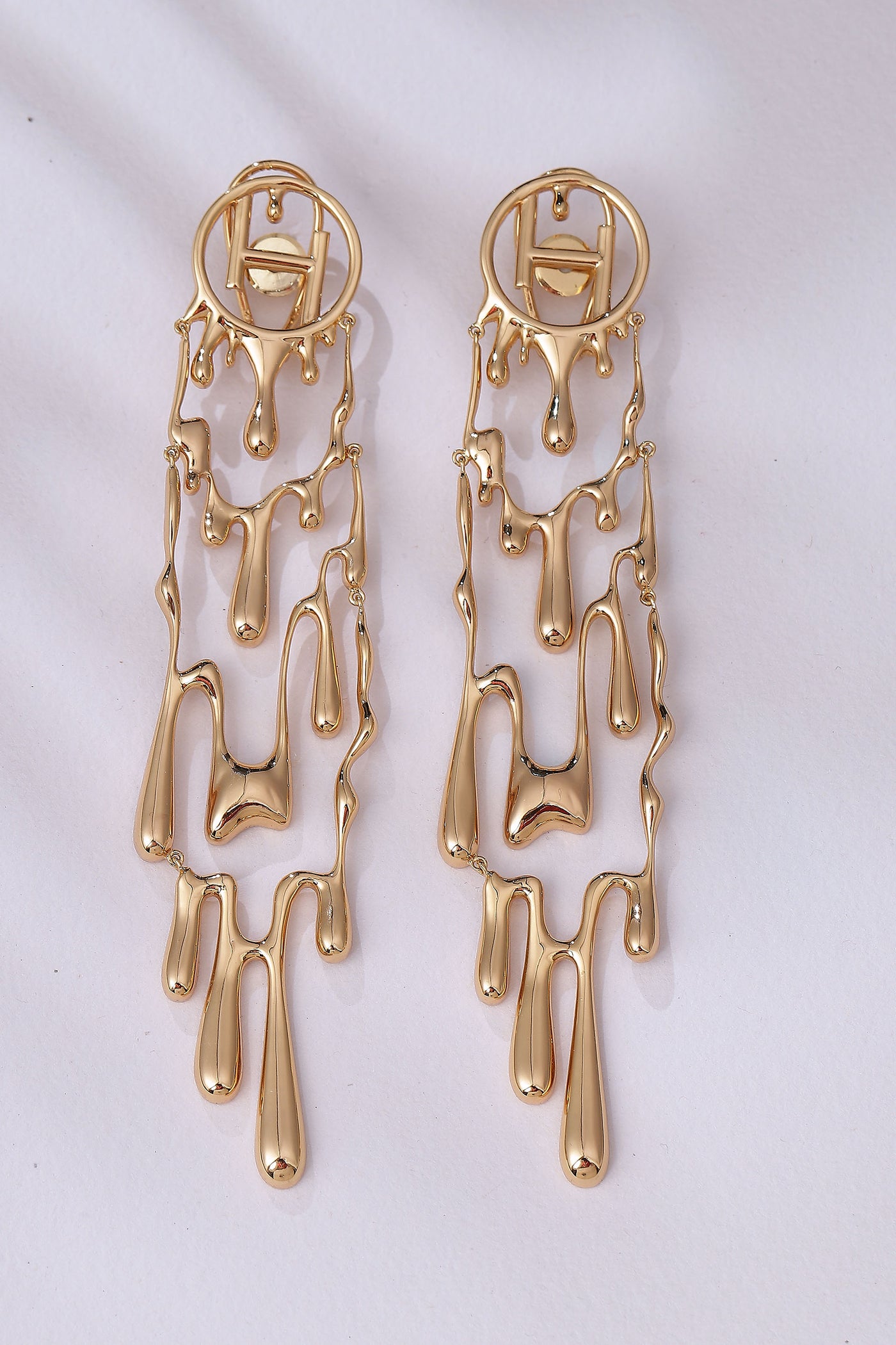 Outhouse Drip Oh Free Fall Earrings In Gold gold indian designer jewellery fashion online shopping melange singapore
