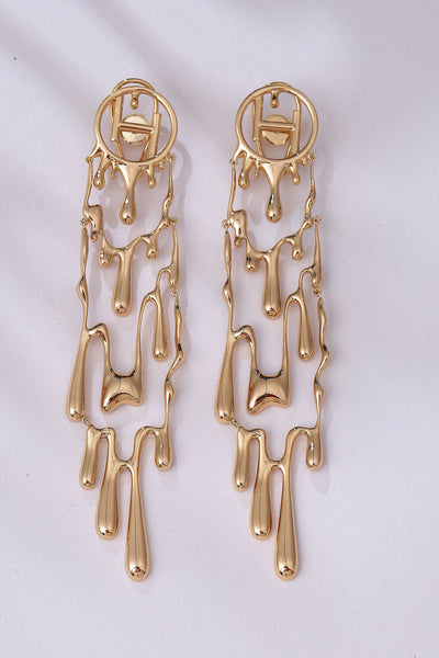 Outhouse Drip Oh Free Fall Earrings In Gold gold indian designer jewellery fashion online shopping melange singapore